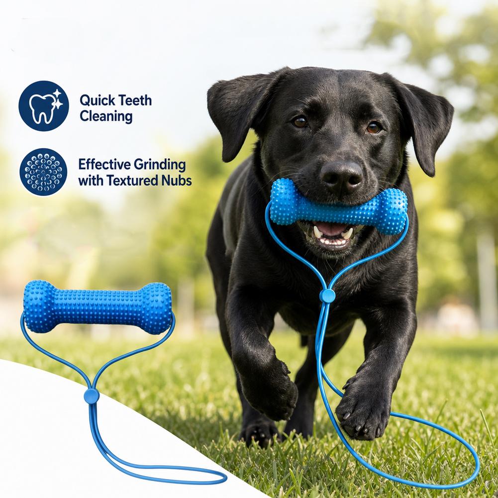 Interactive Squeaky Plush Dog Toy - Pet Dental Care Chewing Toy 2in1