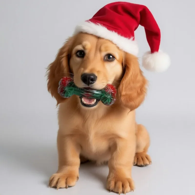 Christmas Color TPR Bone Dog C - Teeth Cleaning Dog Chew Bone review and price